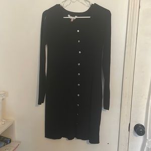 No boundaries Juniors Long Sleeve Scoop Neck Snap Front Dress Large